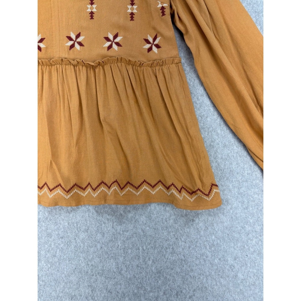 NWT HEYSON V NECK EMBROIDERED BABYDOLL BLOUSE Cider embroidered lightweight boho - Picture 7 of 11